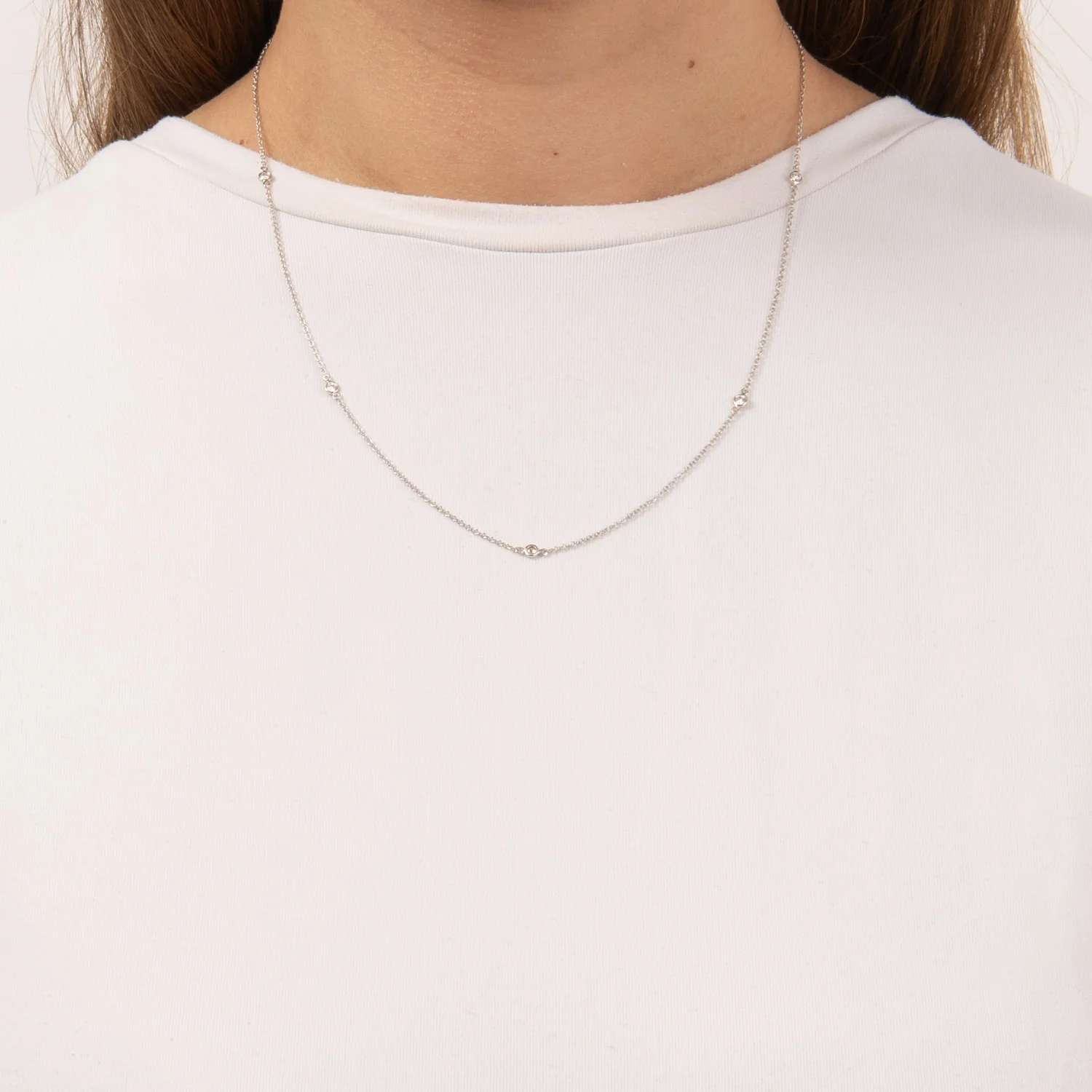 Aveny LUXURY - Halskæde, 0,10 ct. w/si - 14 kt. hvidguld - Image 2