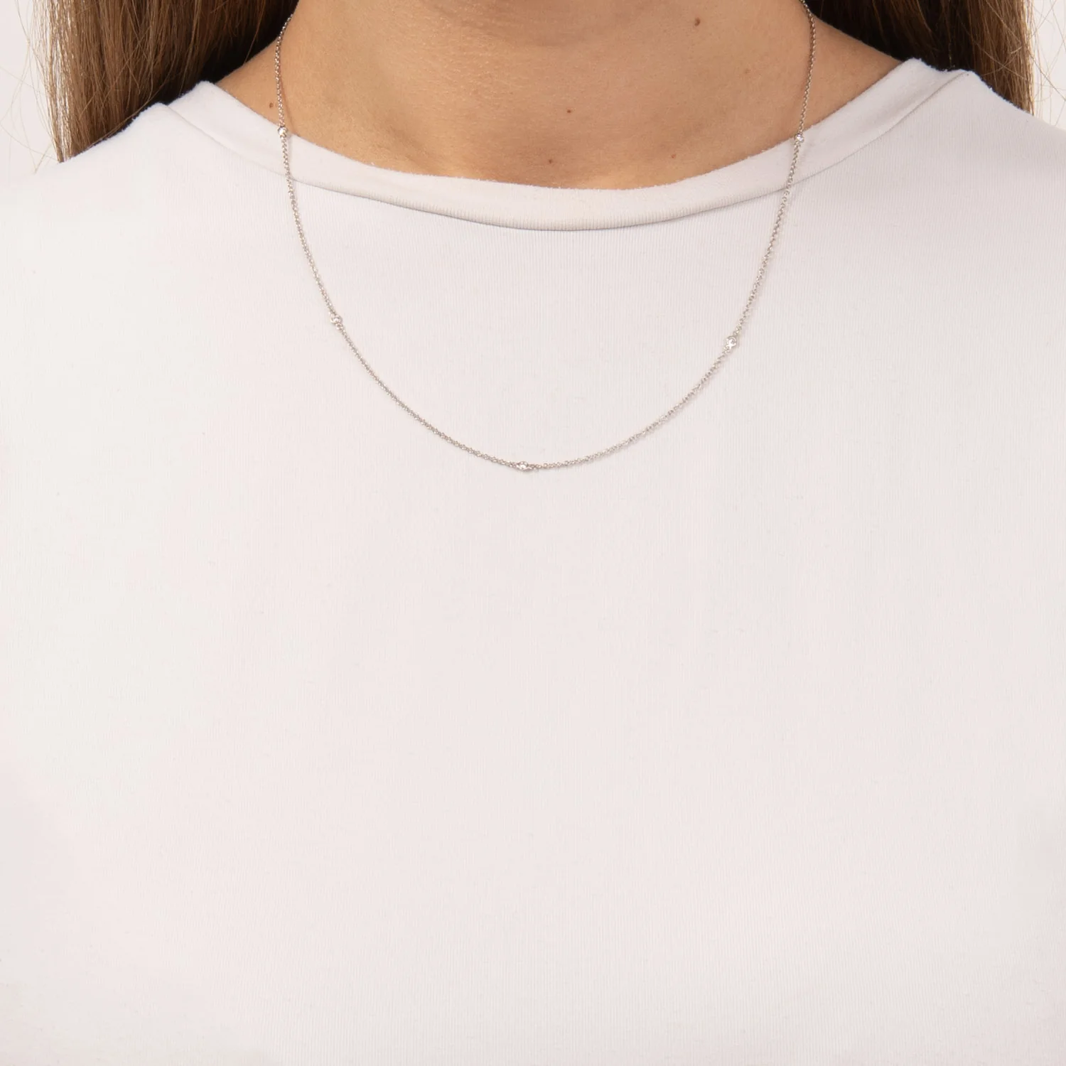 Aveny LUXURY - Halskæde, 0,25 ct. w/si - 14 kt. hvidguld - Image 2