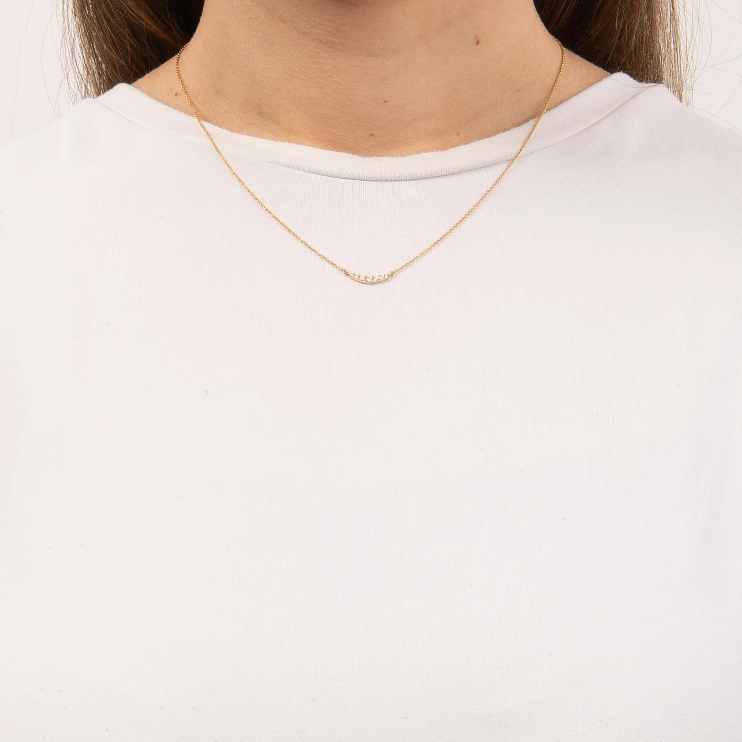Aveny LUXURY - Halskæde m. 7 brillianter, 43-45 cm/0,15 ct. w/si - 14 kt. guld - Image 2