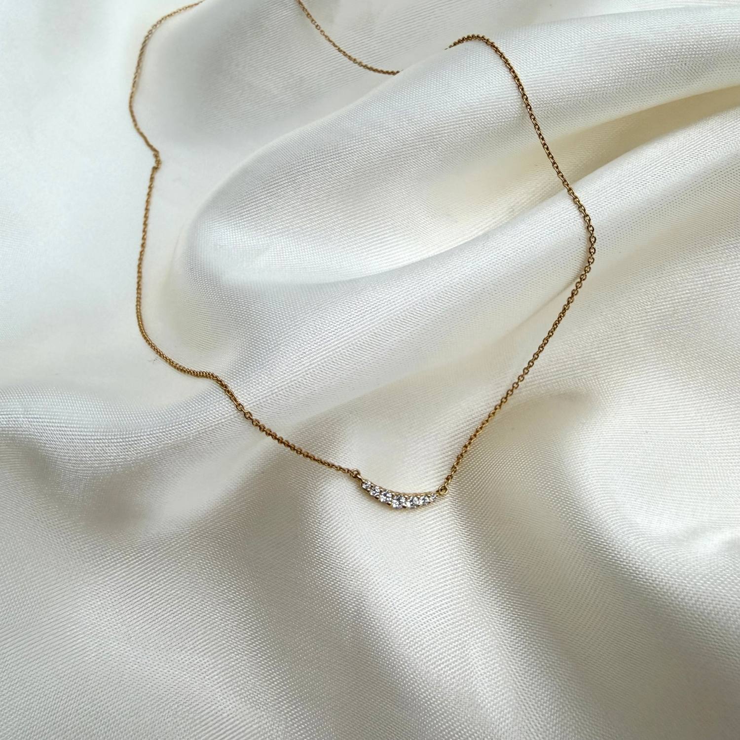 Aveny LUXURY - Halskæde m. 7 brillianter, 43-45 cm/0,15 ct. w/si - 14 kt. guld - Image 4