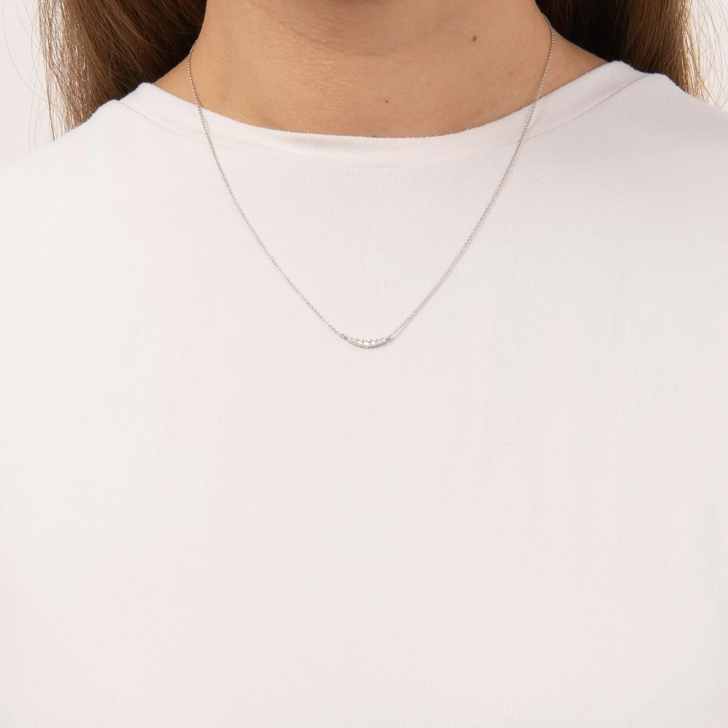 Aveny LUXURY - Halskæde m. brillianter, 43-45 cm/0,15 ct. w/si - 14 kt. hvidguld - Image 2