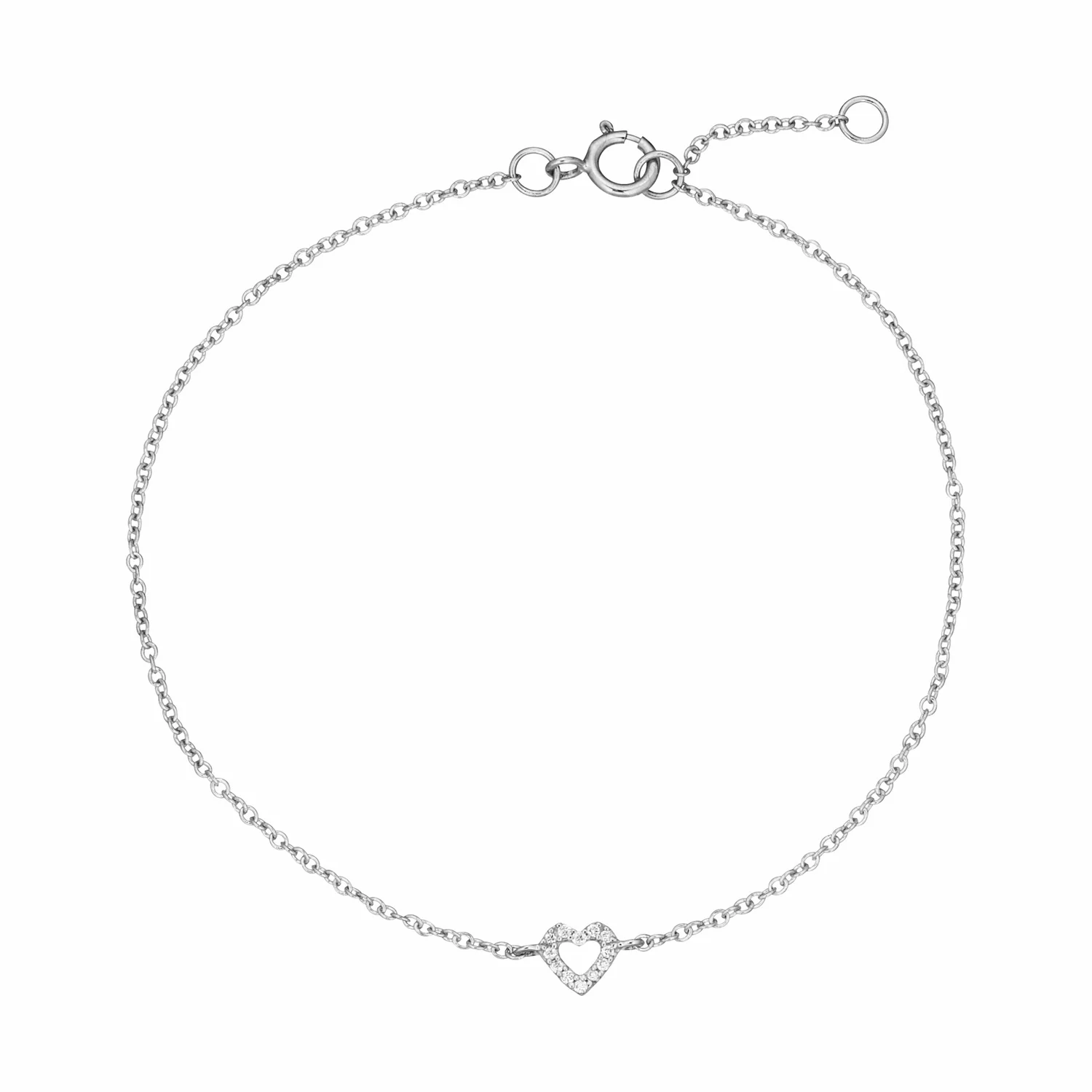 Aveny LUXURY - Hjerte armbånd, 0,04 ct. w/si - 14 kt. hvidguld