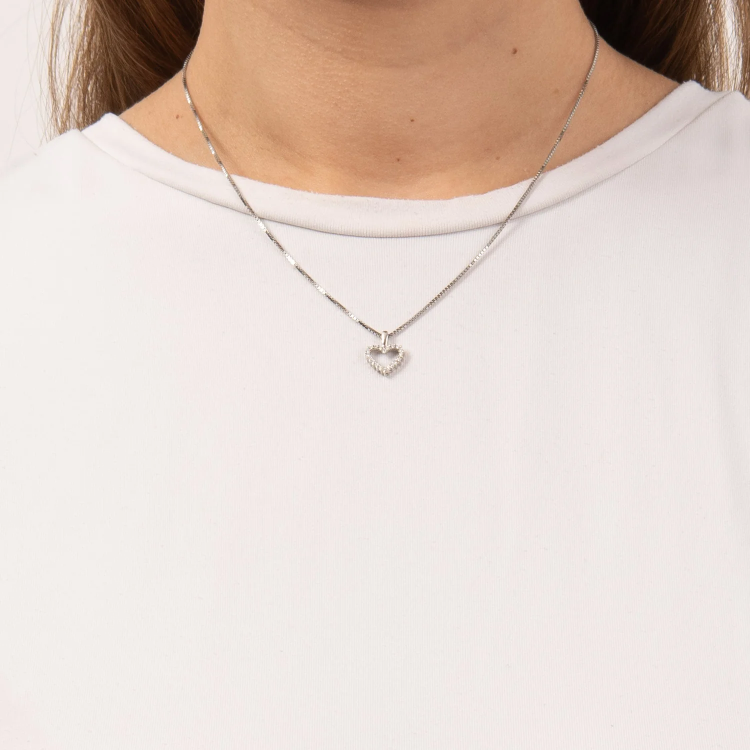 Aveny LUXURY - Hjerte vedhæng, 0,15 ct. w/si - 14 kt. hvidguld - Image 2