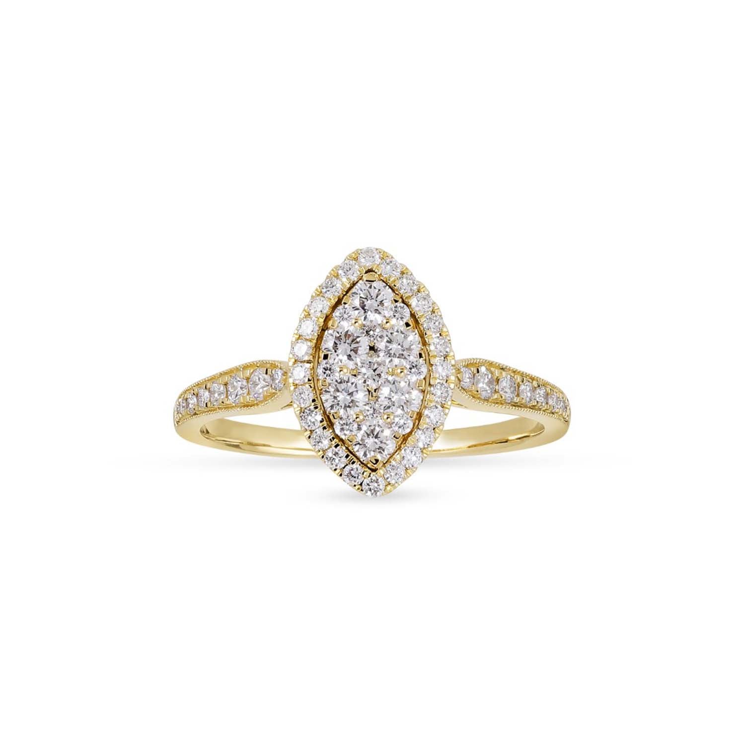 Aveny LUXURY - Markiz ring m. 55 brillianter, 0,52 ct. w/si - 14 kt. guld