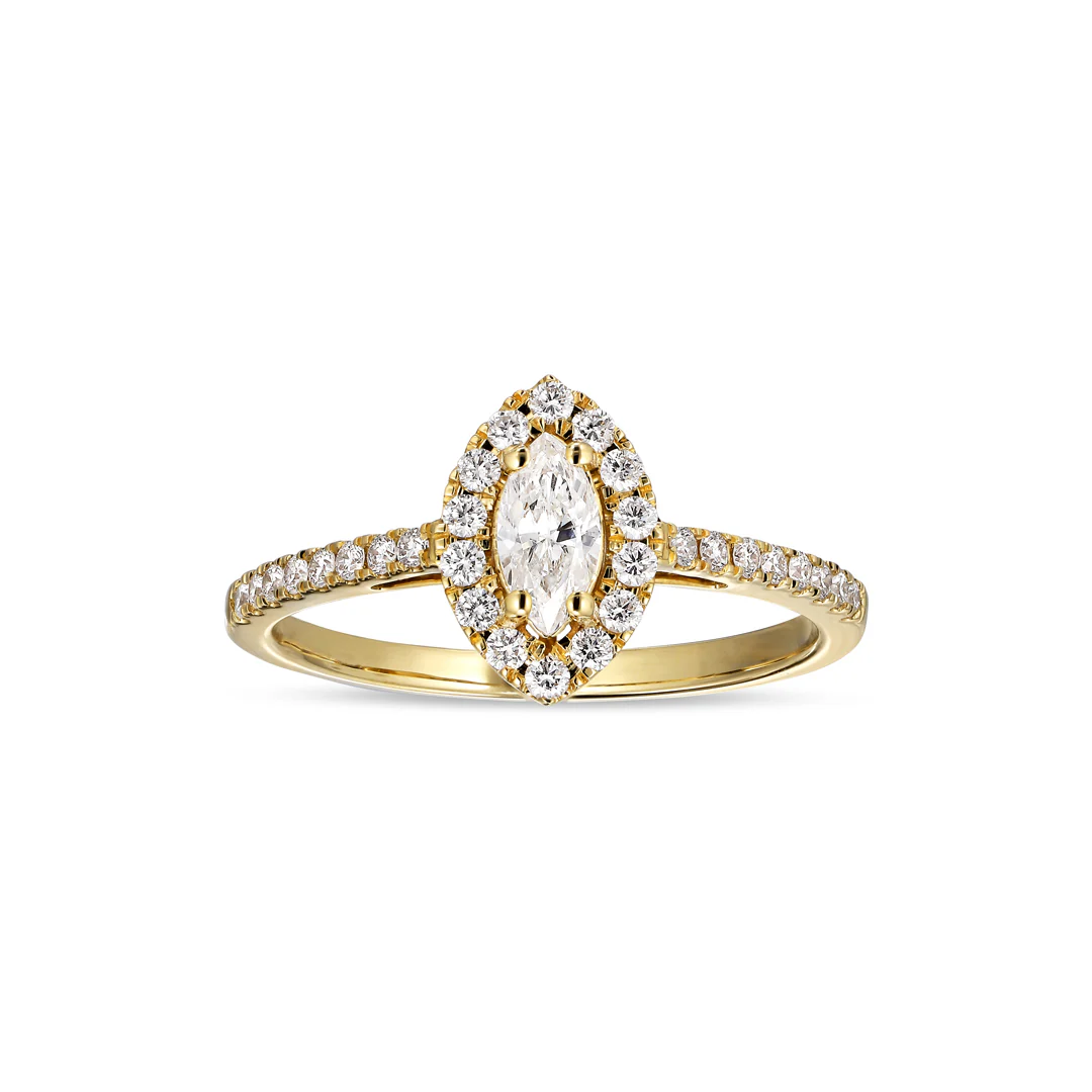 Aveny LUXURY - Marquise halo ring, 0,25 w/si - 14 kt. guld