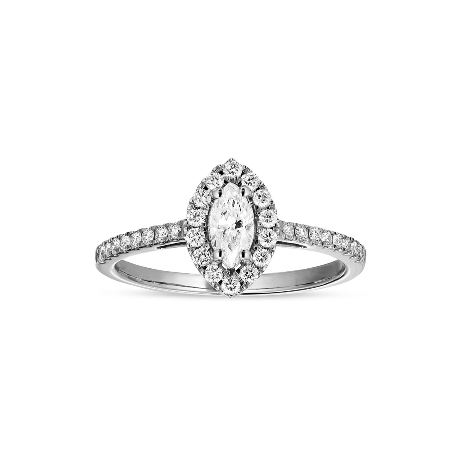 Aveny LUXURY - Marquise halo ring, 0,50 w/si - 14 kt. hvidguld