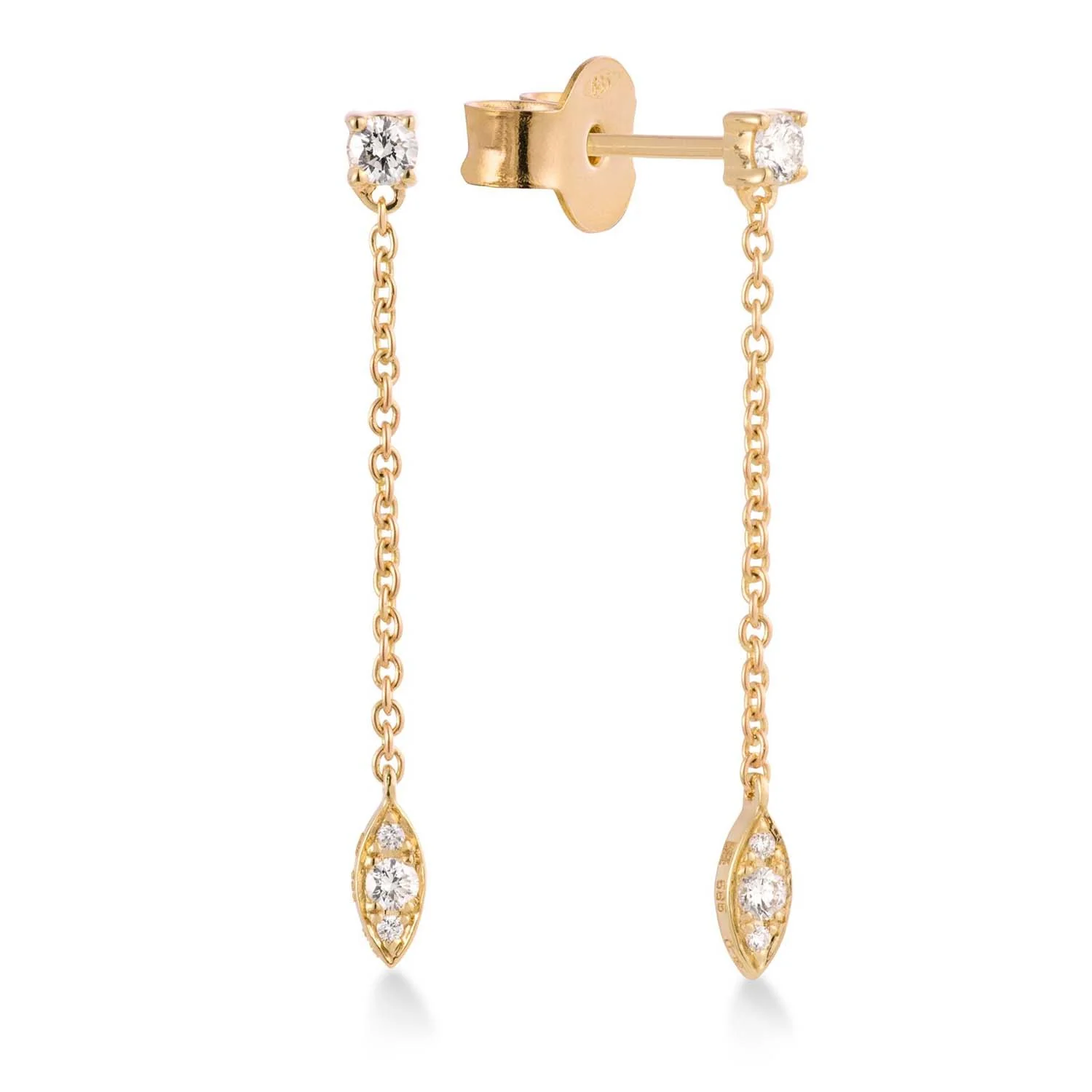 Aveny LUXURY - Ørekæder m. 8 brillianter, 0,18 ct. w/si - 14 kt. guld