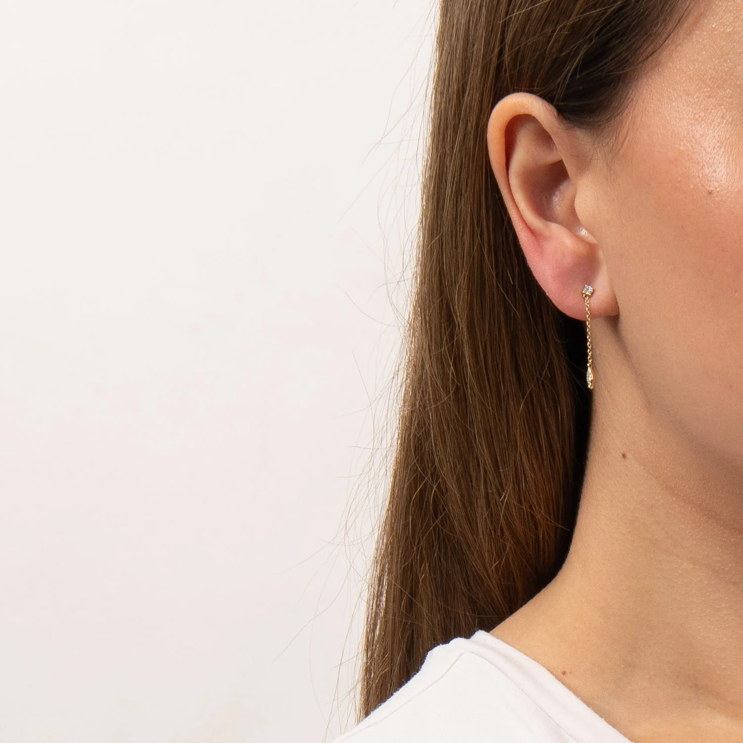Aveny LUXURY - Ørekæder m. 8 brillianter, 0,18 ct. w/si - 14 kt. guld - Image 2
