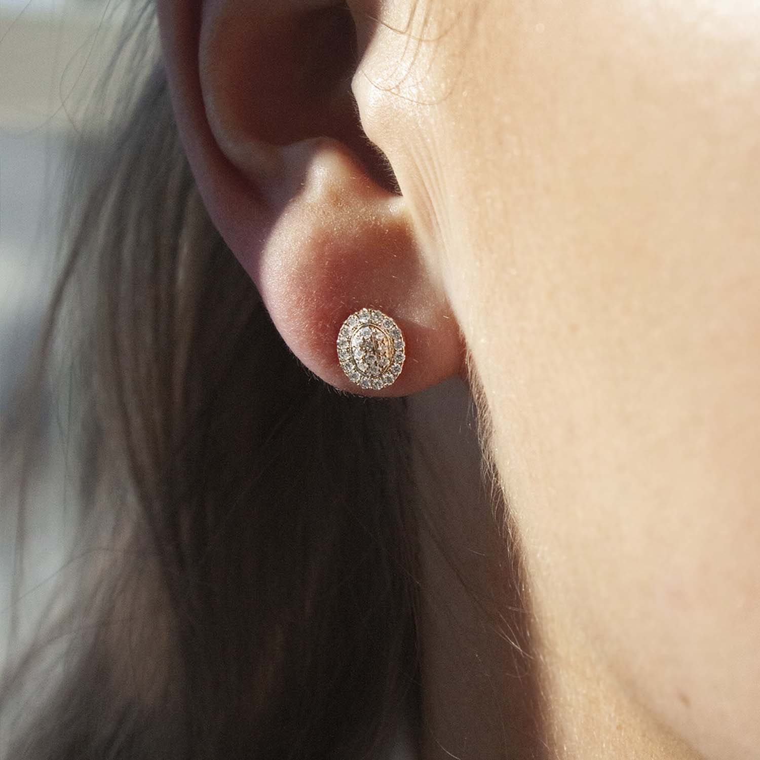 Aveny LUXURY - Ovale ørestikker m. 52 brillianter, 0,31 ct. w/si - 14 kt. guld - Image 2