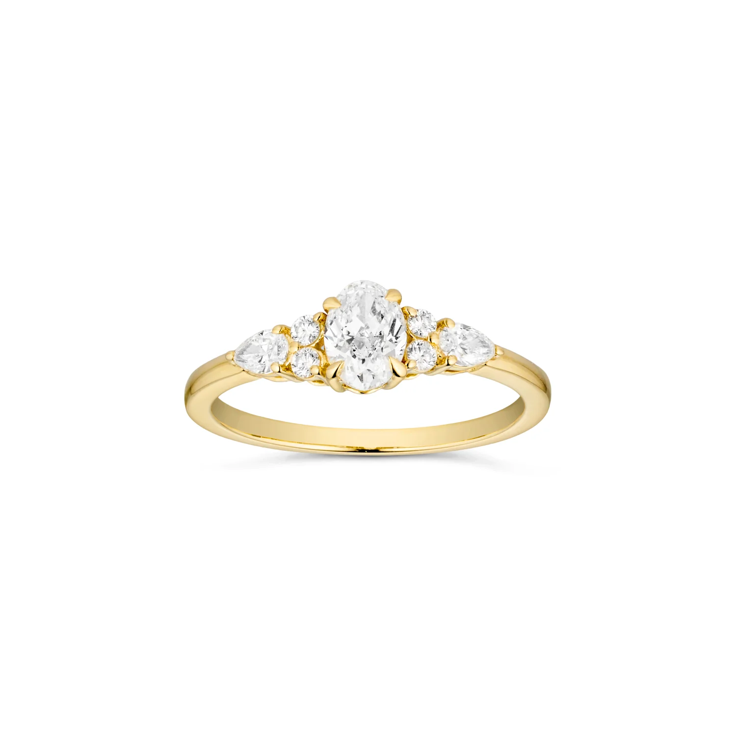 Aveny LUXURY - Ring m. 7 brillanter, 0,76 ct. w/si - 14 kt. guld