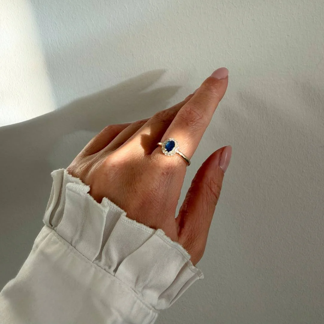 Aveny LUXURY - Ring m. safir, 16x0,01 ct. w/si - 14. kt guld - Image 4