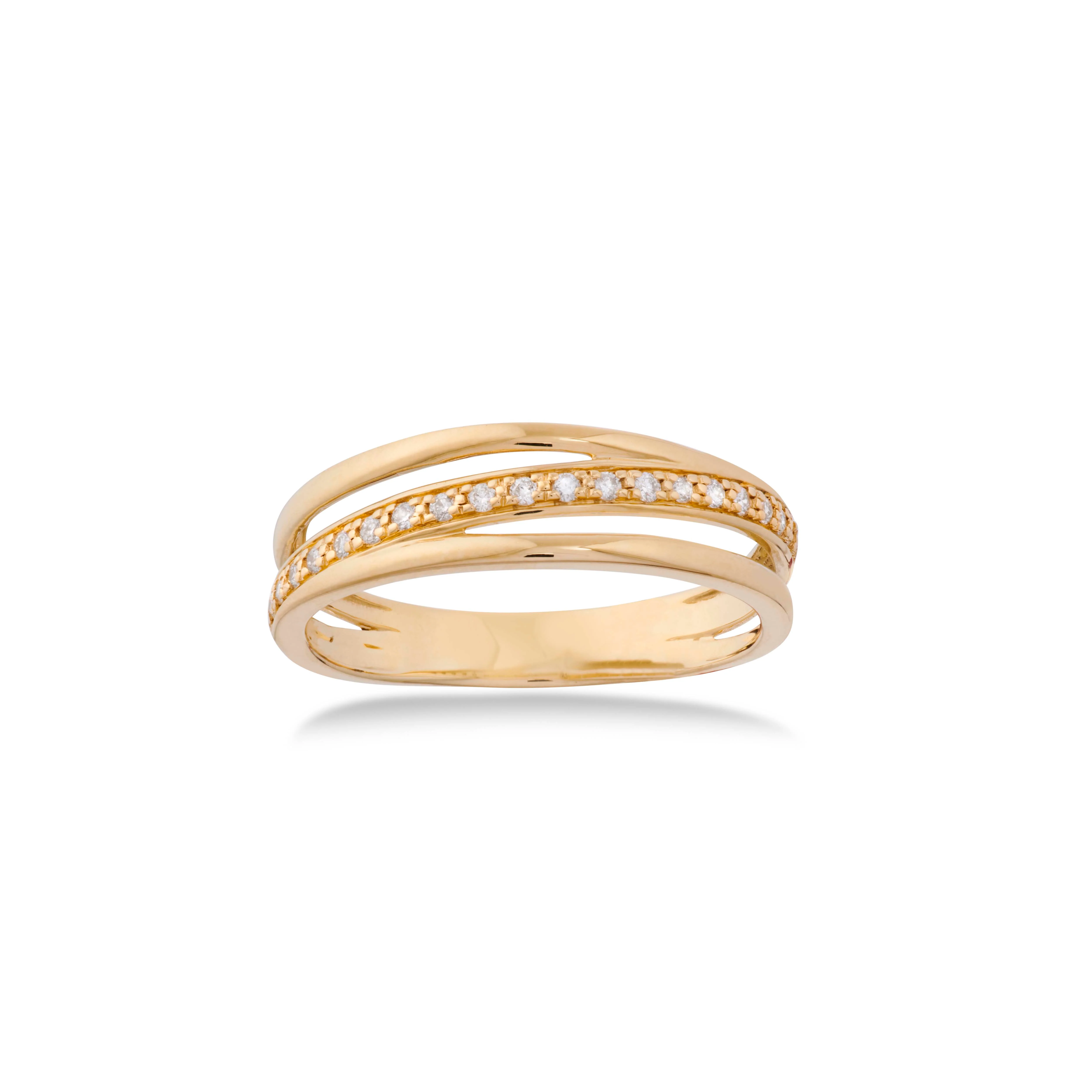 Aveny LUXURY - Ring m. skråt bånd, 0,12 ct. w/si - 14 kt. guld