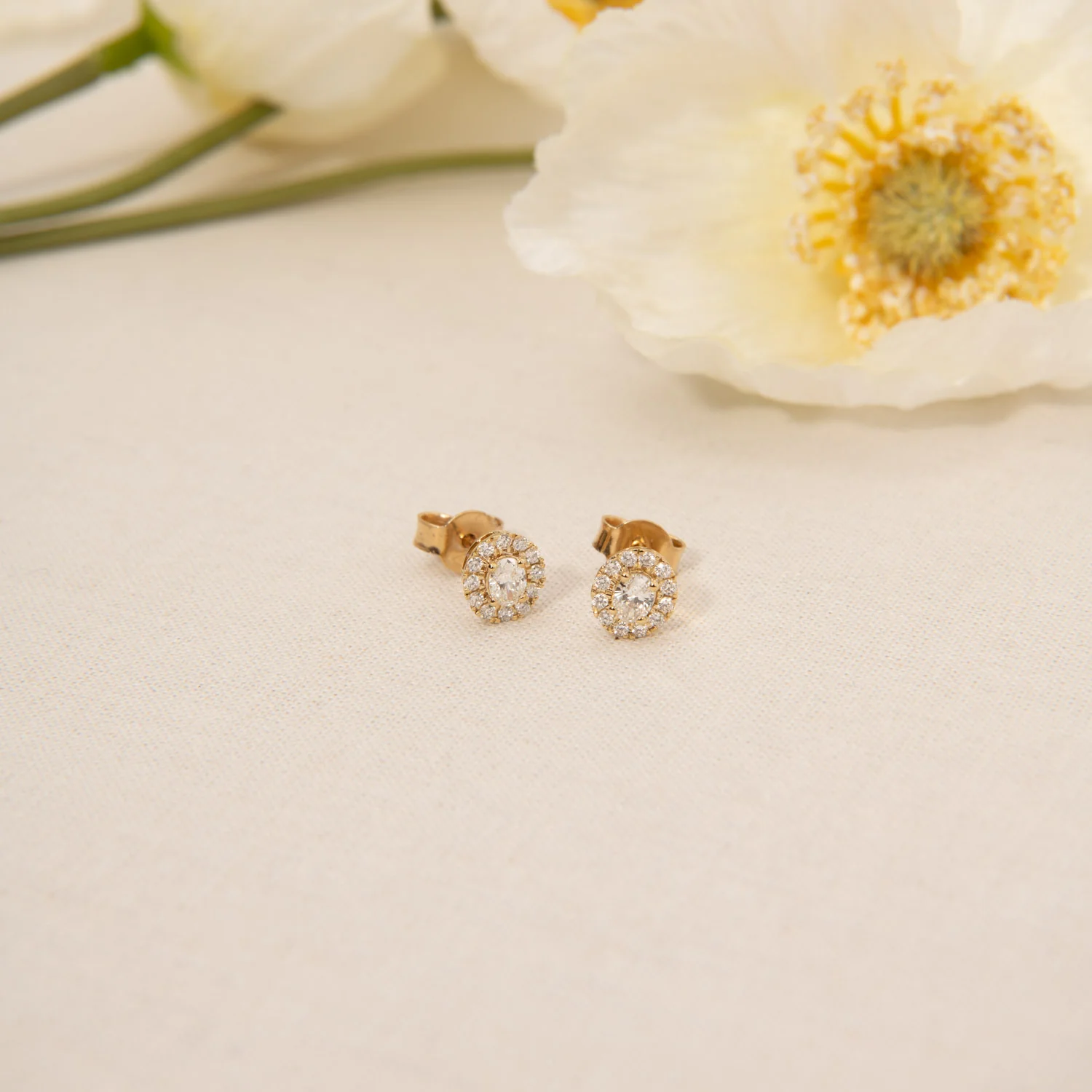 Aveny LUXURY - Roset ørestikker m. 26 brillianter, 0,49 ct. w/si - 14 kt. guld - Image 3