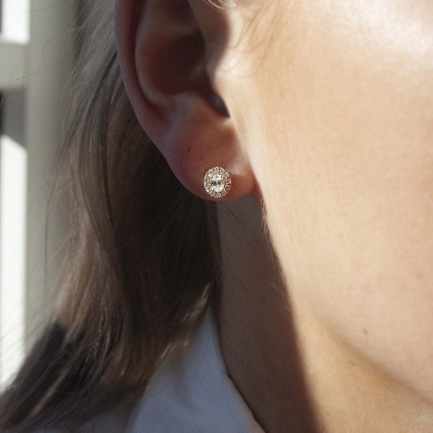 Aveny LUXURY - Roset ørestikker m. 26 brillianter, 0,49 ct. w/si - 14 kt. guld - Image 4