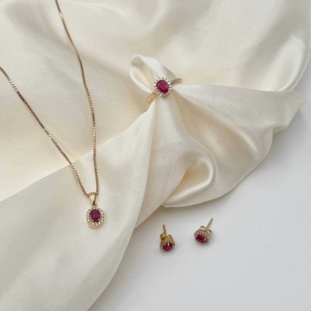 Aveny LUXURY - Rubin ørestikker, 32x0,005 ct. w/si - 14 kt. guld - Image 5