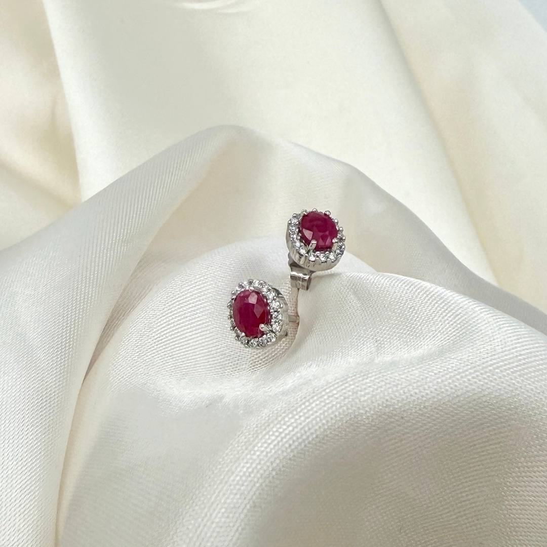 Aveny LUXURY - Rubin ørestikker, 32x0,005 ct. w/si - 14 kt. hvidguld - Image 4