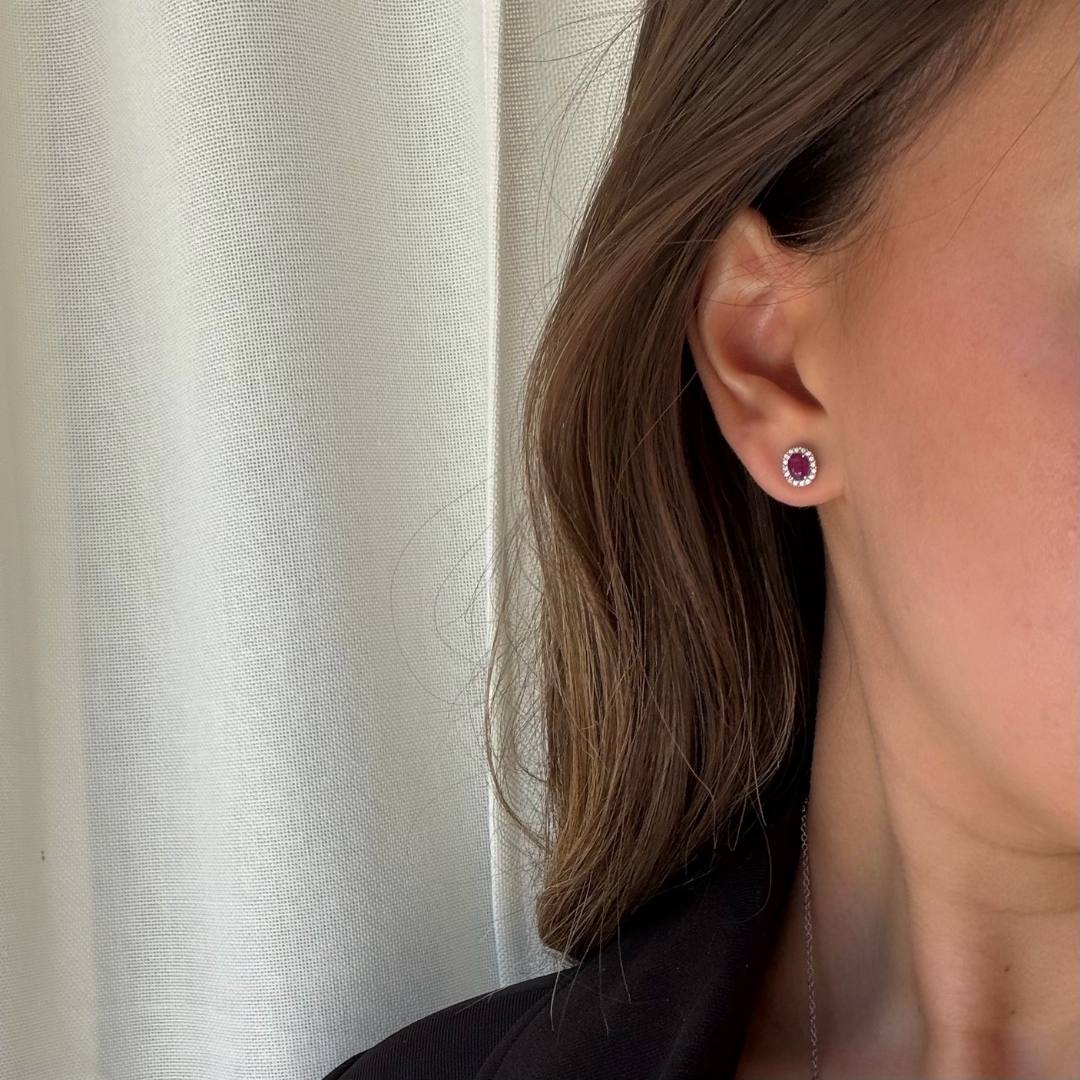 Aveny LUXURY - Rubin ørestikker, 32x0,005 ct. w/si - 14 kt. hvidguld - Image 5