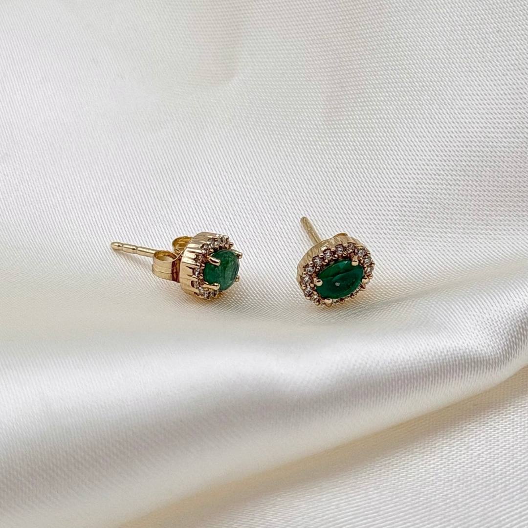 Aveny LUXURY - Smaragd ørestikker, 32x0,005 ct. w/si - 14 kt. guld - Image 4