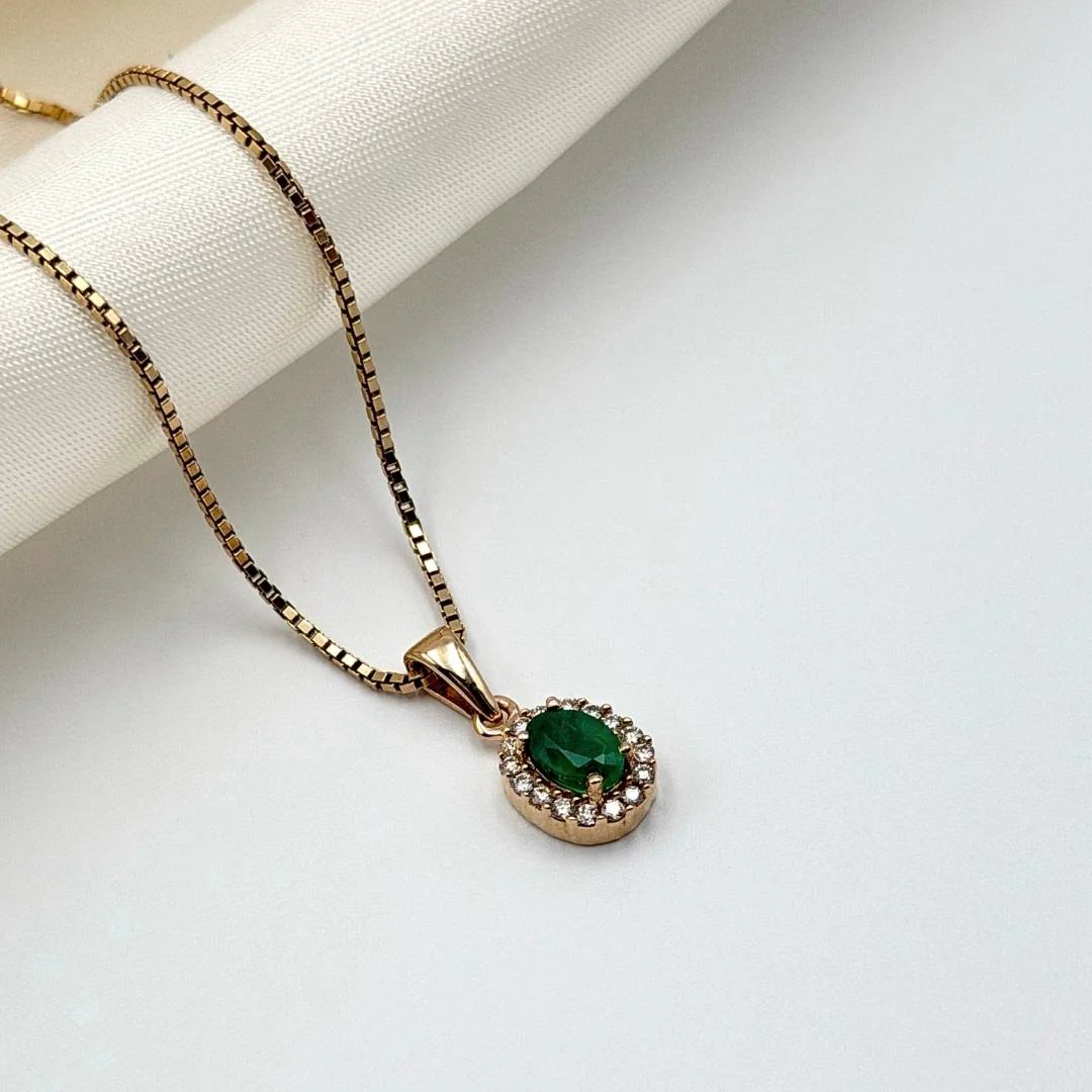 Aveny LUXURY - Smaragd vedhæng, 16x0,01 ct. w/si - 14 kt. guld - Image 11