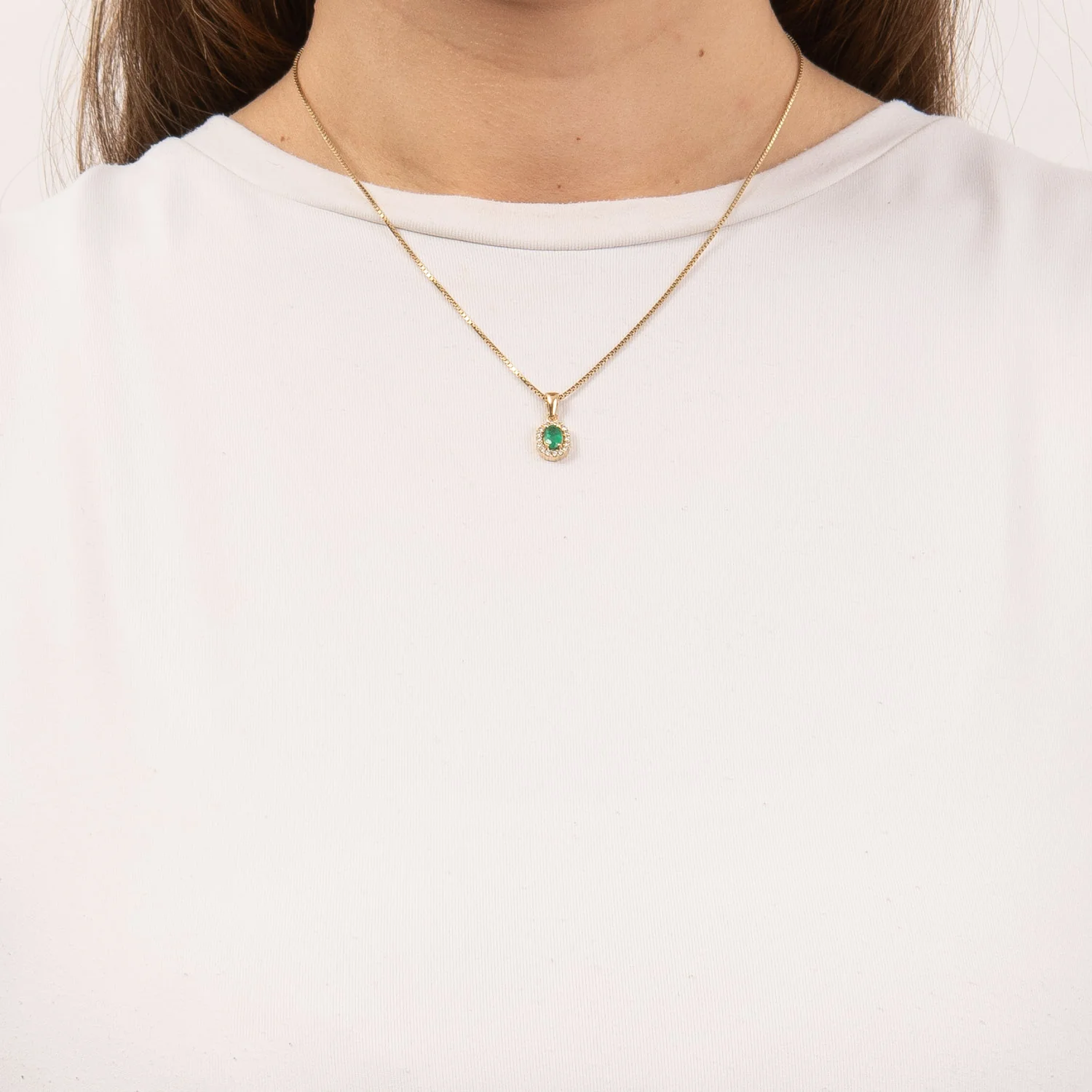 Aveny LUXURY - Smaragd vedhæng, 16x0,01 ct. w/si - 14 kt. guld - Image 2