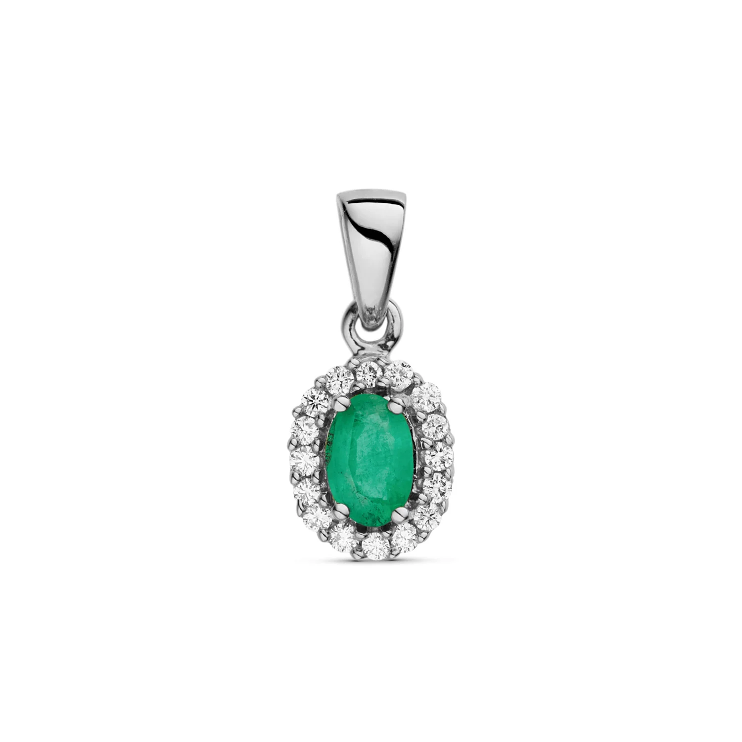Aveny LUXURY - Smaragd vedhæng,16x0,01 ct. w/si - 14 kt. hvidguld
