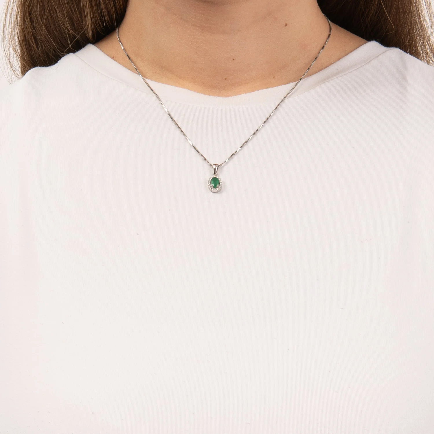 Aveny LUXURY - Smaragd vedhæng,16x0,01 ct. w/si - 14 kt. hvidguld - Image 2
