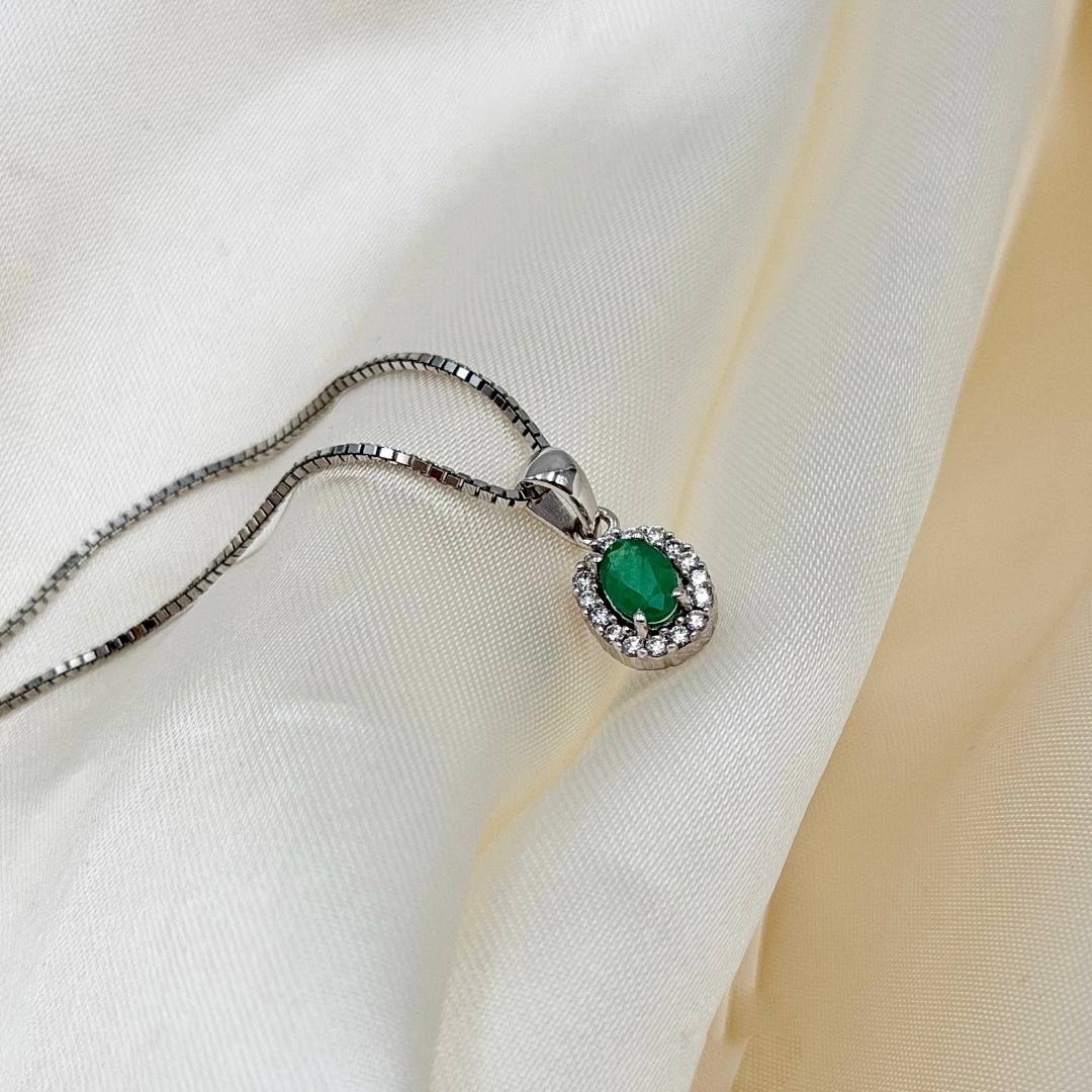 Aveny LUXURY - Smaragd vedhæng,16x0,01 ct. w/si - 14 kt. hvidguld - Image 4
