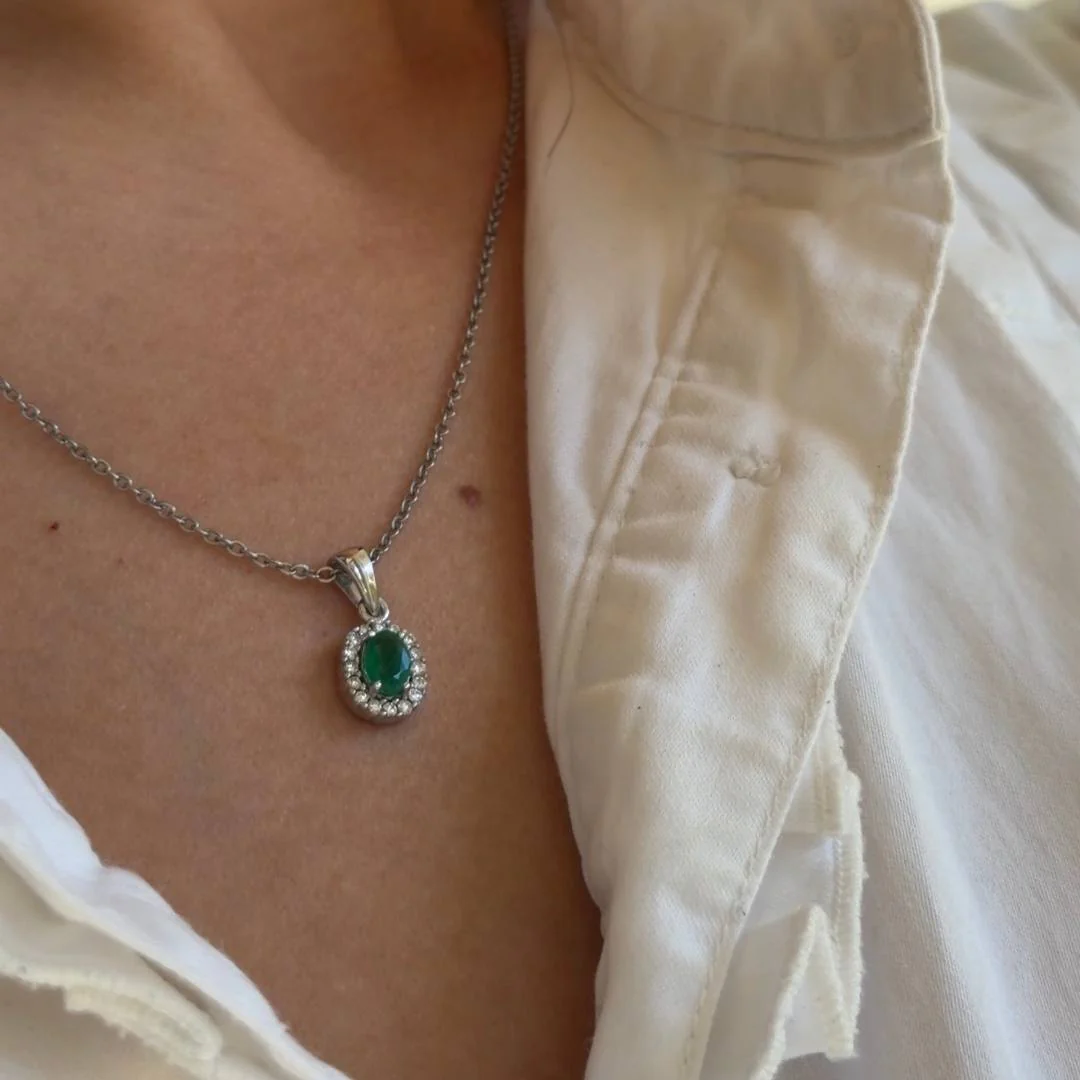 Aveny LUXURY - Smaragd vedhæng,16x0,01 ct. w/si - 14 kt. hvidguld - Image 5