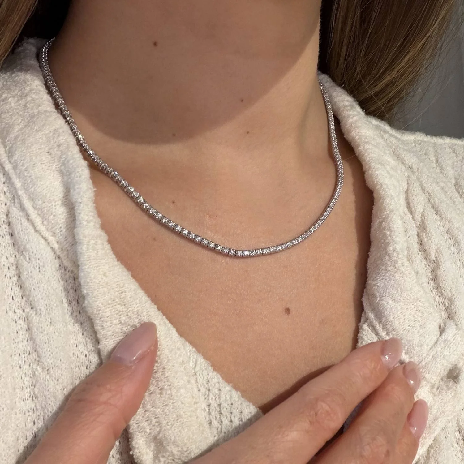 Aveny LUXURY - Tennishalskæde, 45 cm/2,05 ct. w/si - E3346-4-HG-45CM - Image 4
