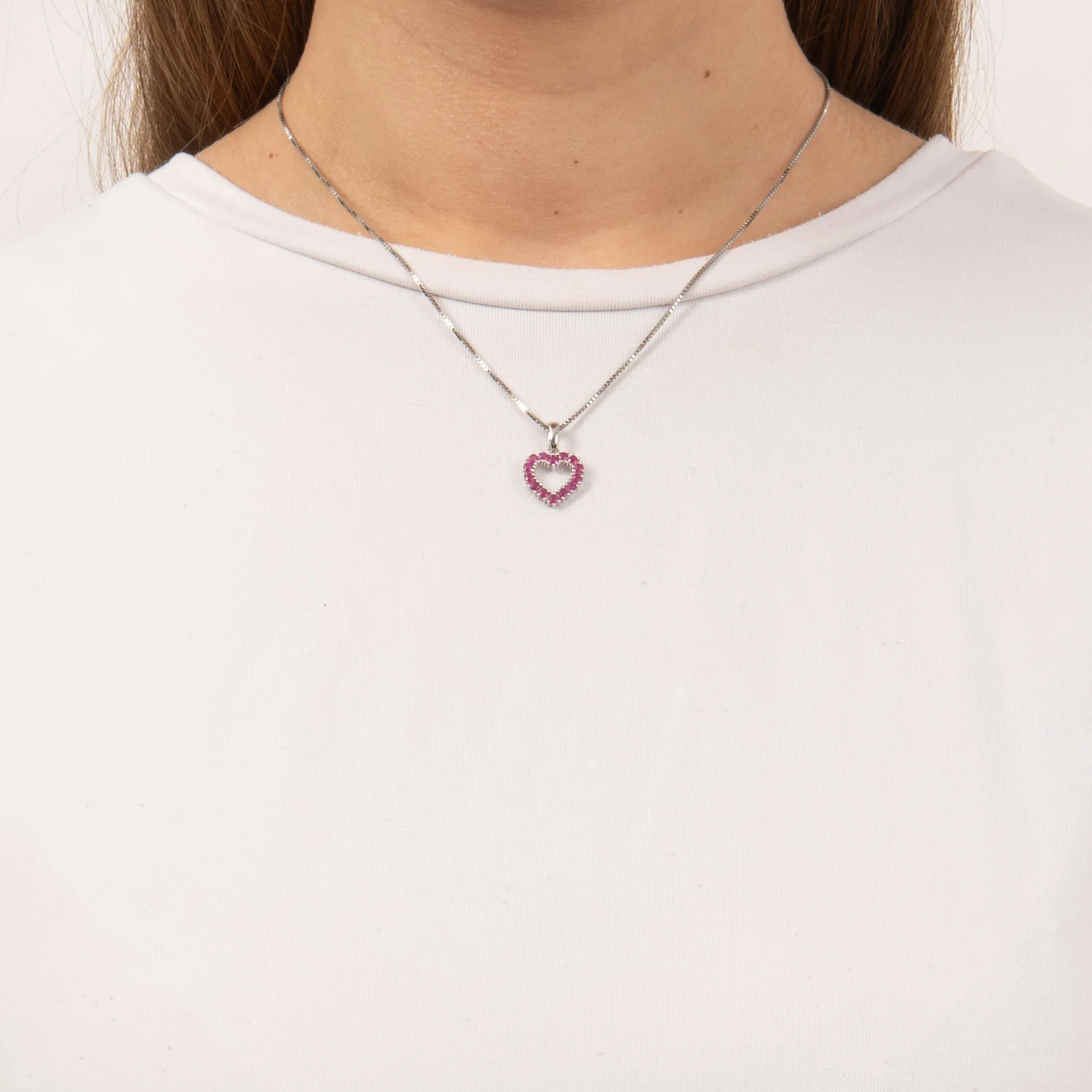Aveny LUXURY - Vedhæng m. hjerte, rubin - 14 kt. hvidguld - Image 2