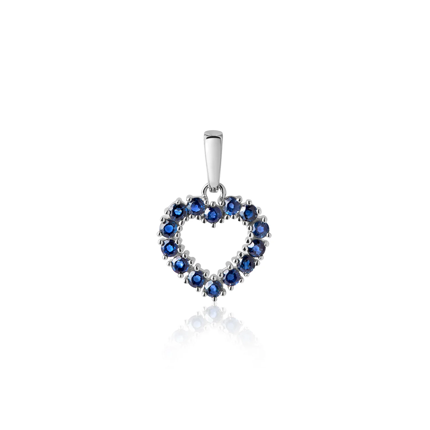 Aveny LUXURY - Vedhæng m. hjerte, safir - 14 kt. hvidguld