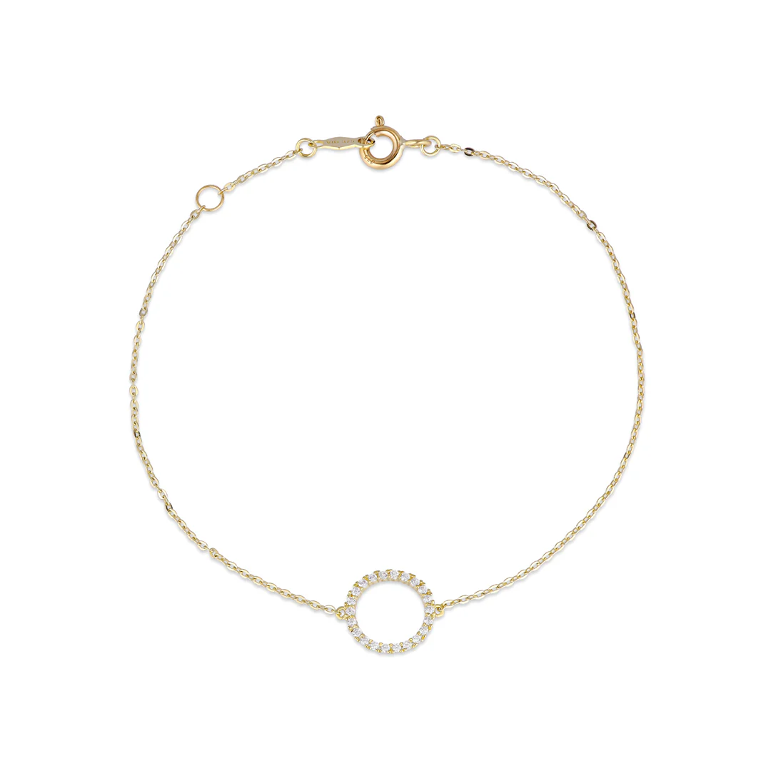 Aveny NINE K - Armbånd m. cirkel, 16+2 cm - 9 kt. guld