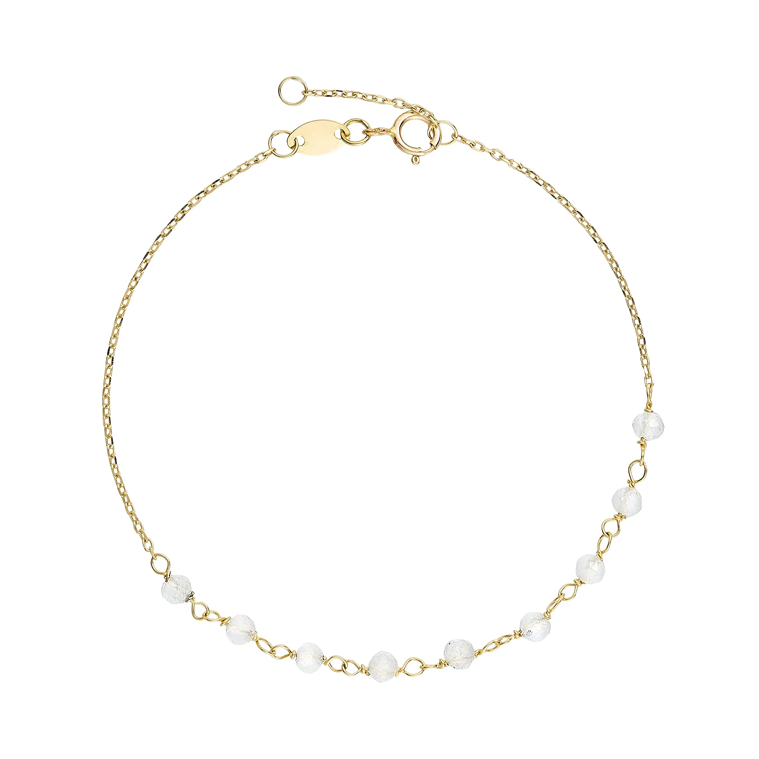 Aveny NINE K - Armbånd m. månesten, 16+2 cm - 9 kt. guld