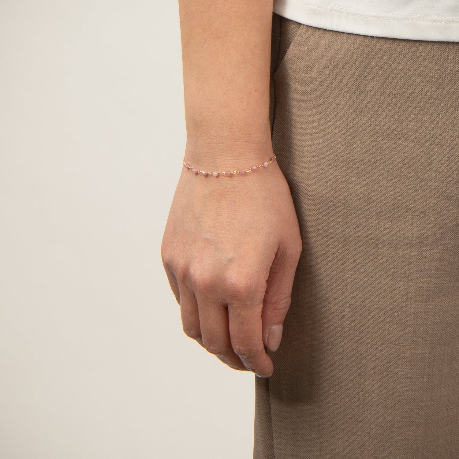 Aveny NINE K - Armbånd m. pink turmalin, 16+2 cm - 9 kt. guld - Image 2