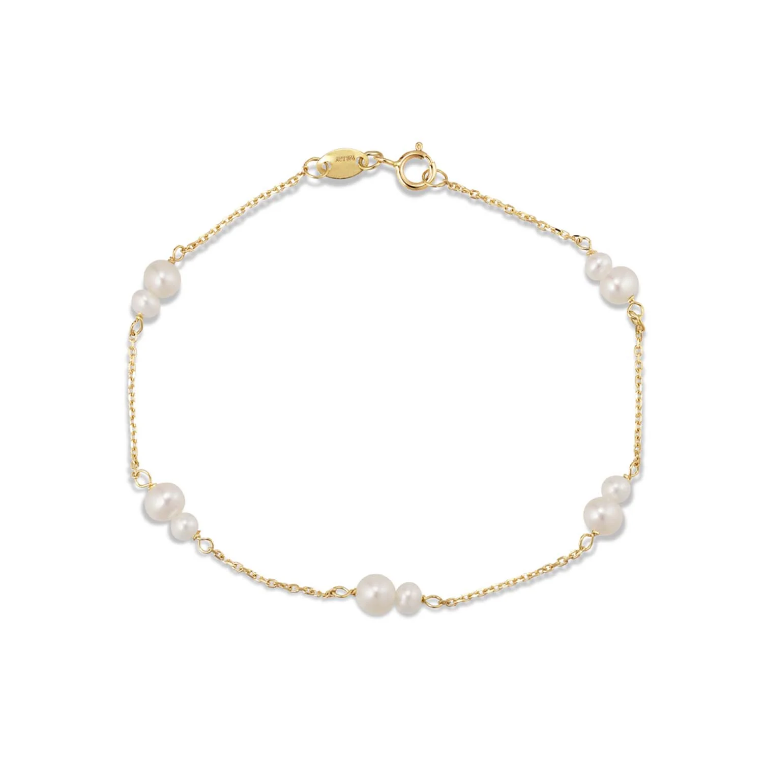 Aveny NINE K - Armbånd med ferskvandsperle, 16+2 cm - 9 kt. guld
