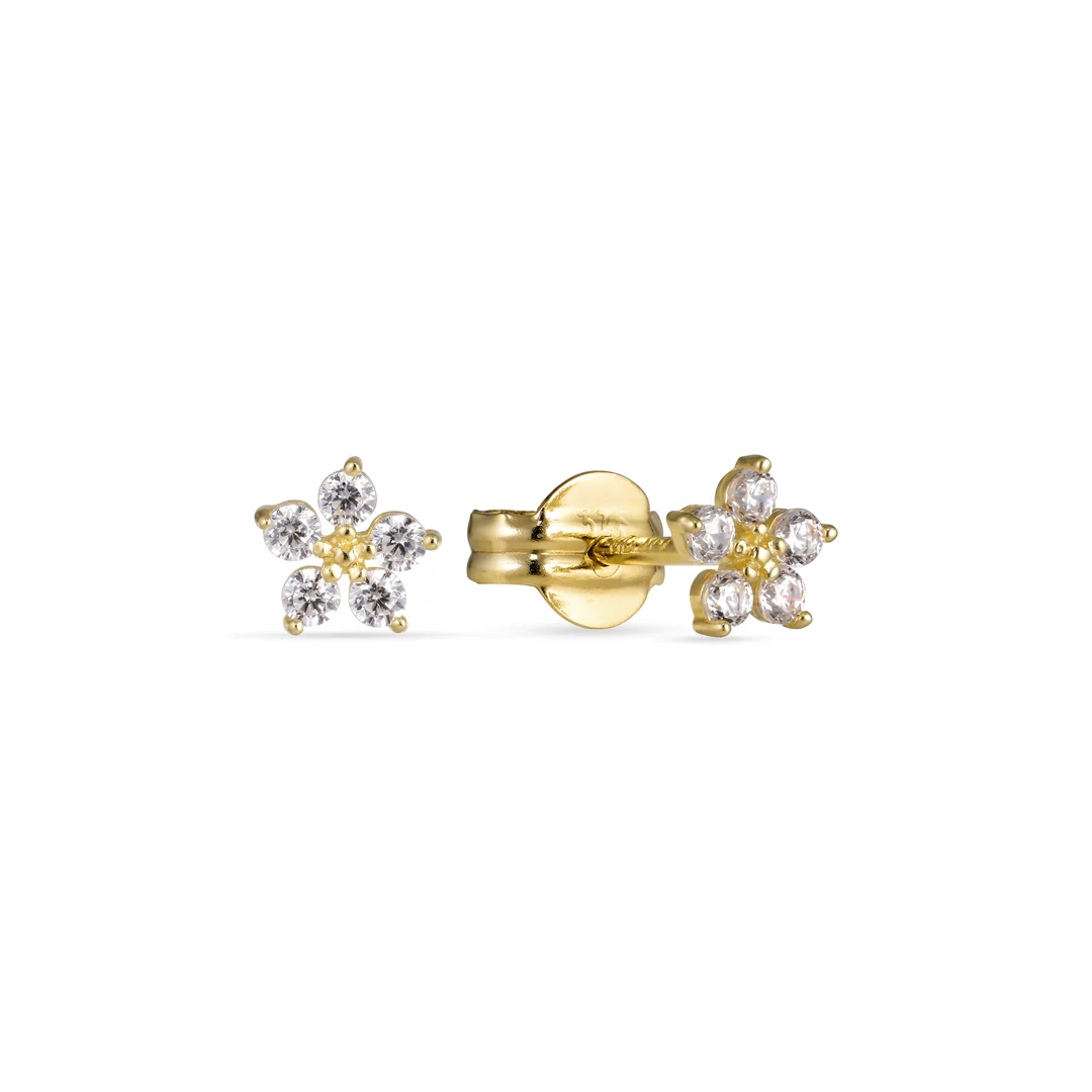 Aveny NINE K - Blomsterørestikker m. zirkonia - 9 kt. guld