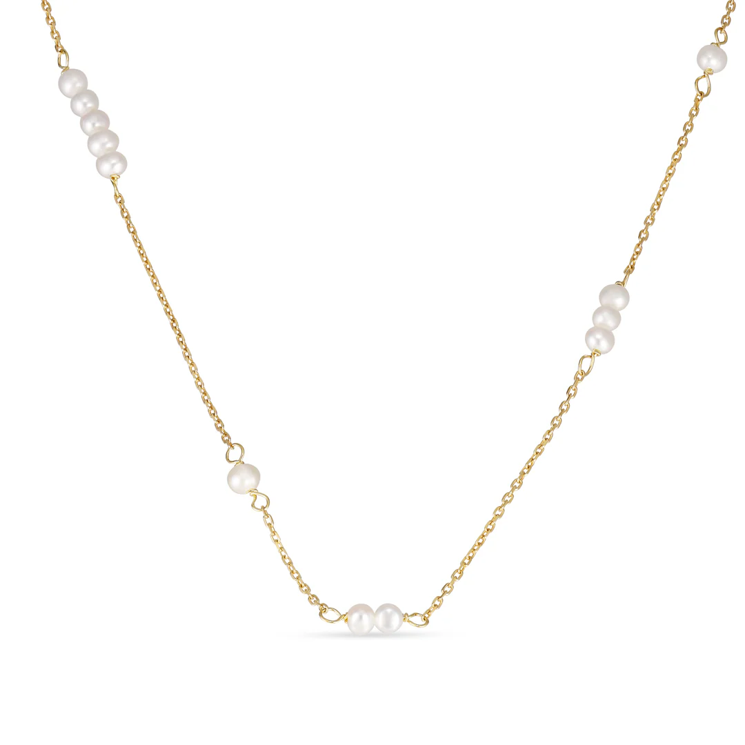 Aveny NINE K - Halskæde m. ferskvandsperle, 42+3 cm - 9 kt. guld