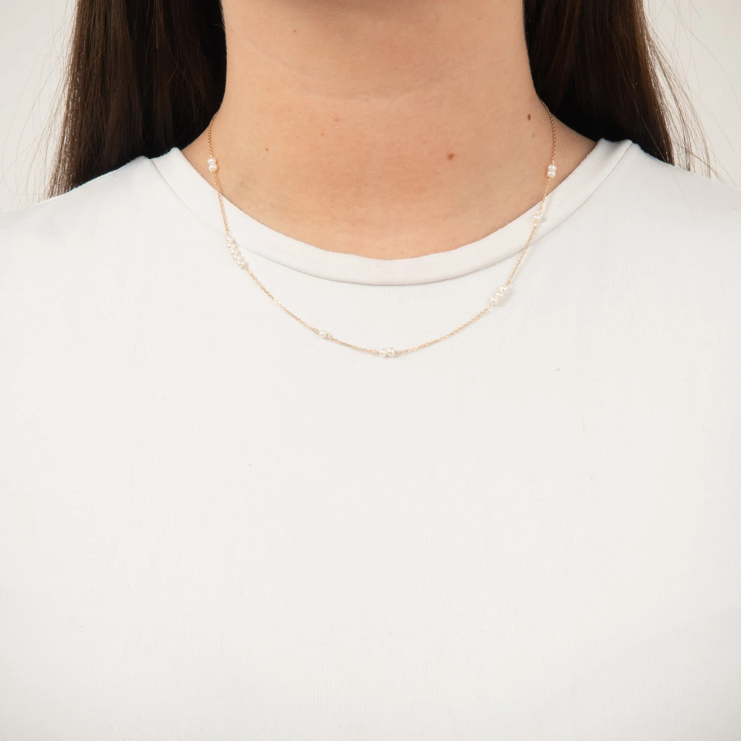Aveny NINE K - Halskæde m. ferskvandsperle, 42+3 cm - 9 kt. guld - Image 2