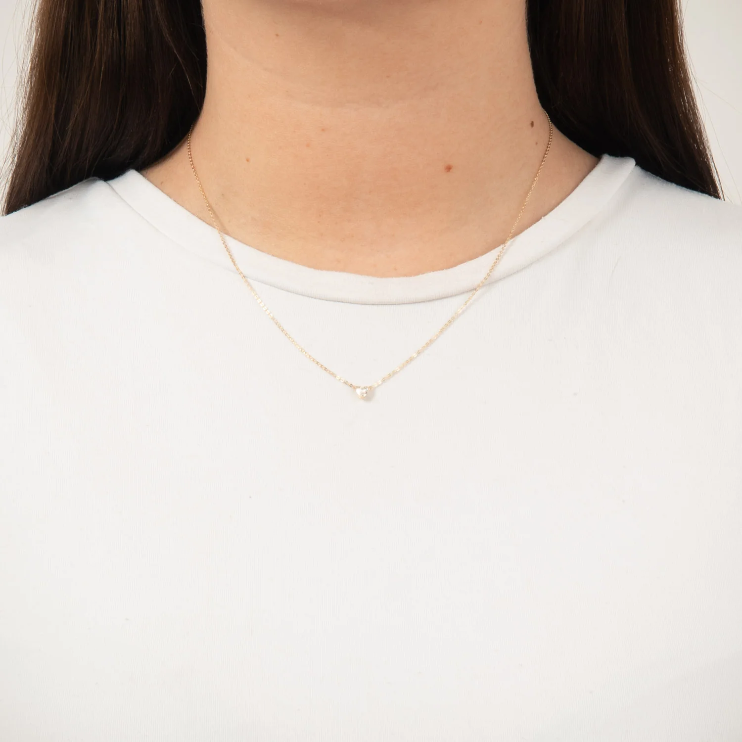 Aveny NINE K - Halskæde m. hjerte og zirkonia, 42+3 cm - 9 kt. guld - Image 2