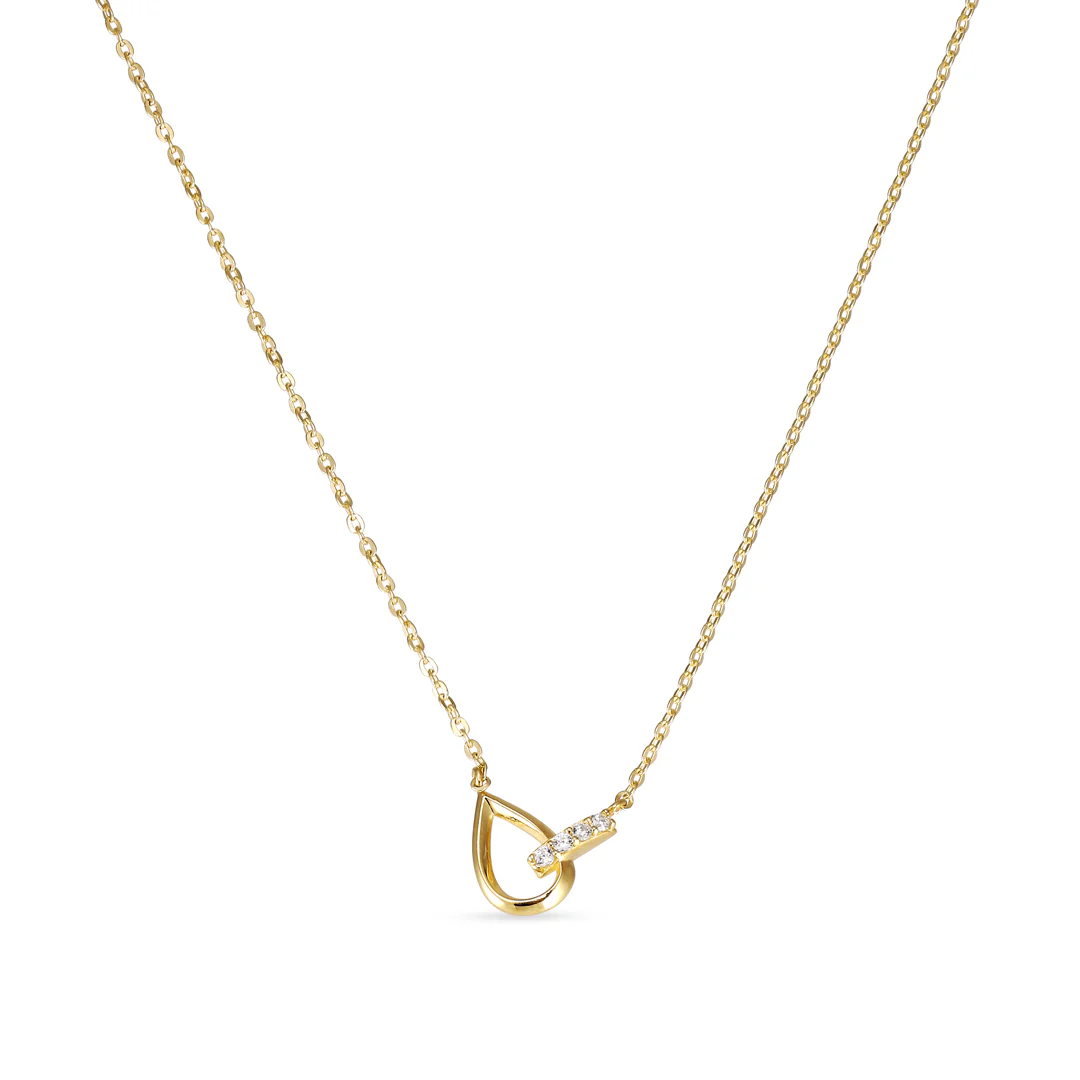 Aveny NINE K - Halskæde m. zirkonia, 42+3 cm - 9 kt. guld