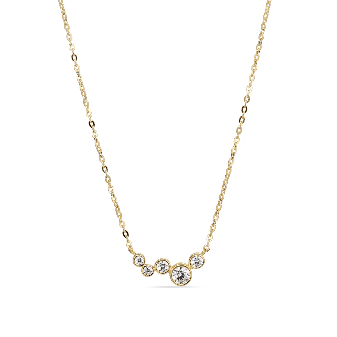 Aveny NINE K - Halskæde med zirkonia, 42+3 cm - 9 kt. guld