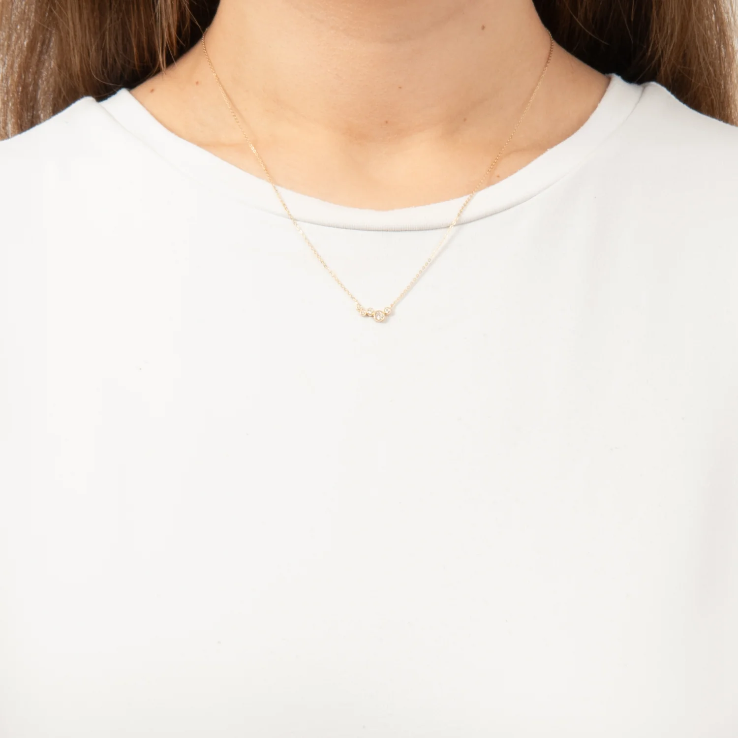 Aveny NINE K - Halskæde med zirkonia, 42+3 cm - 9 kt. guld - Image 2