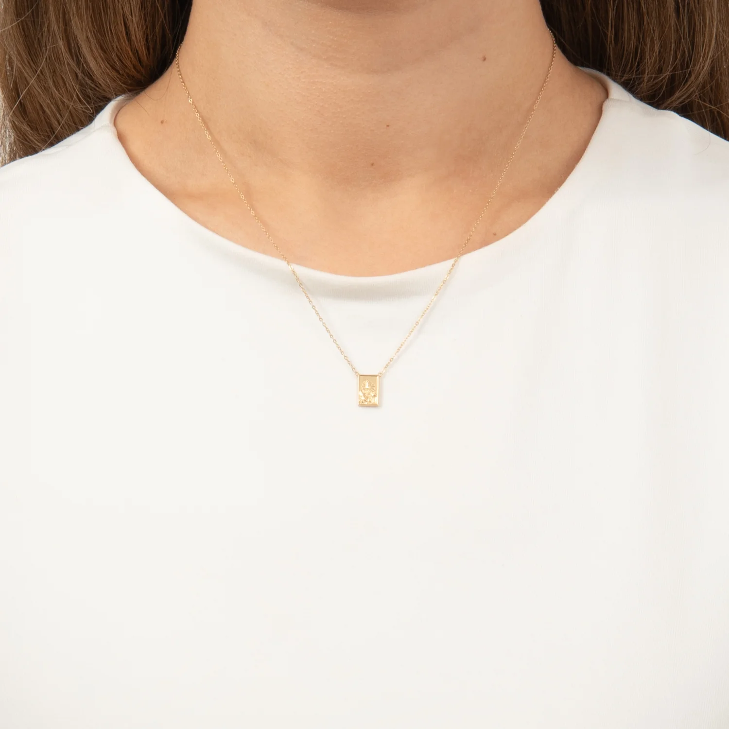 Aveny NINE K - Halskæde plade med motiv, 42+3cm - 9 kt. guld - Image 3