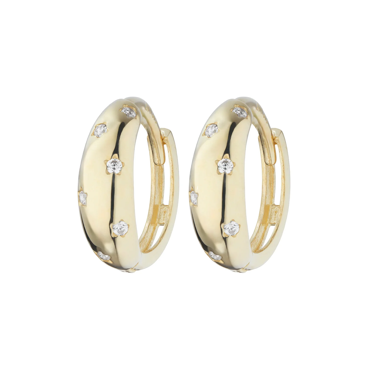 Aveny NINE K - Hoops m. drys, zirkonia - 9 kt. guld