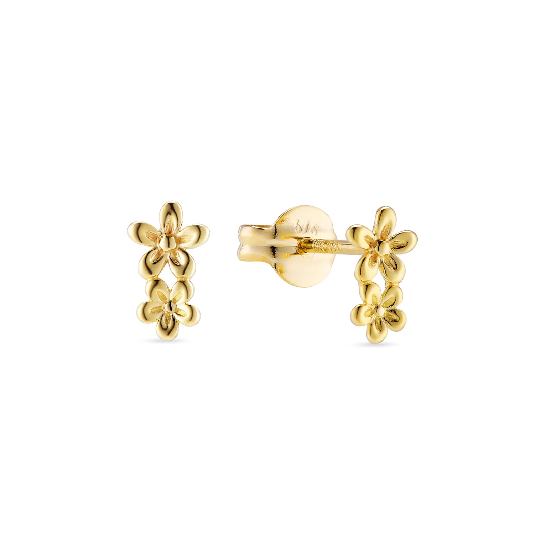 Aveny NINE K - Ørestikker m. blomster - 9 kt. guld