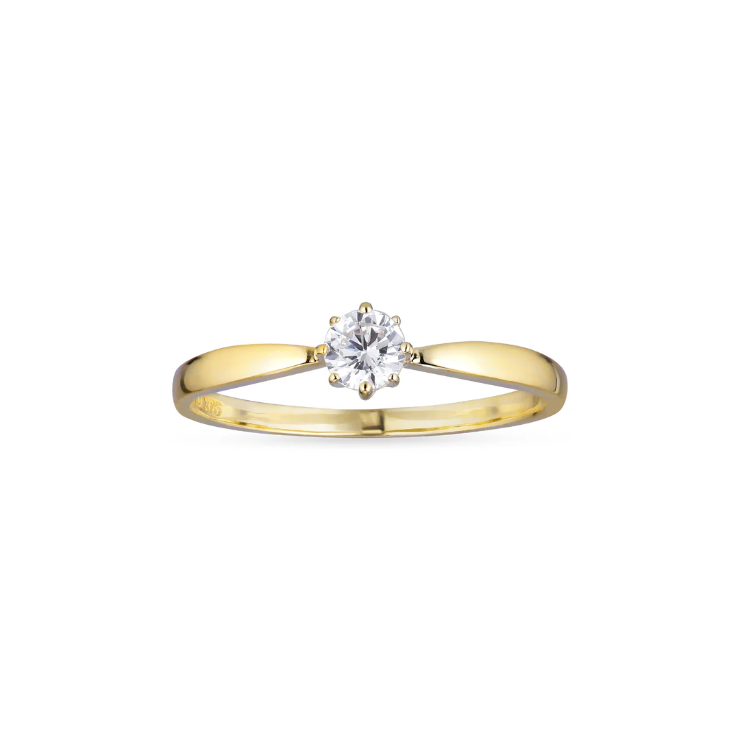 Aveny NINE K - Solitaire ring m. 6 grabber, zirkonia - 9 kt. guld