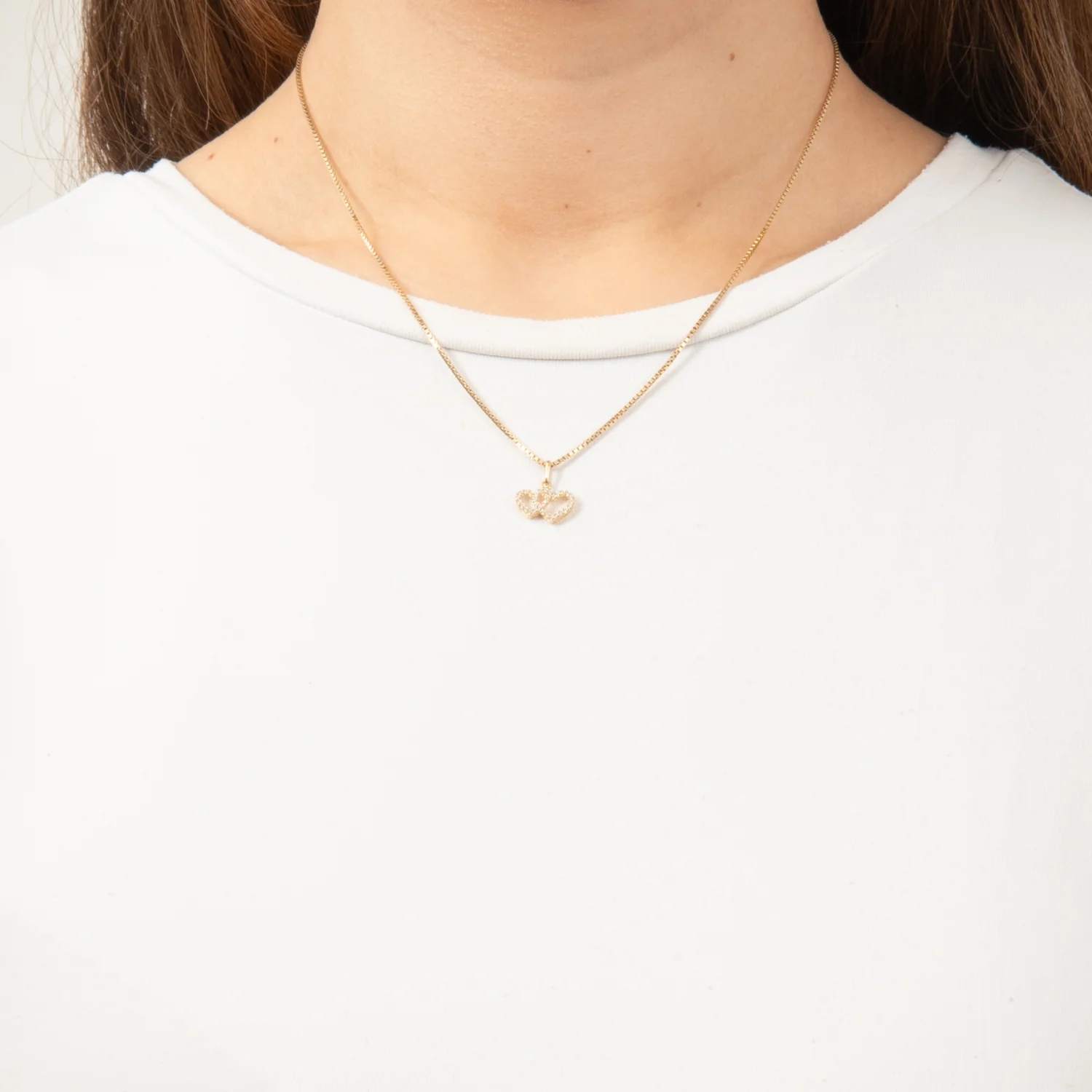 Aveny NINE K - Vedhæng m. dobbelthjerte, zirkonia - 9 kt. guld - Image 2