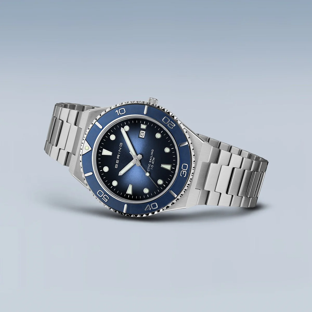 BERING - Classic Herreur, børstet/poleret sølv, blå - 18940-707 - Image 2