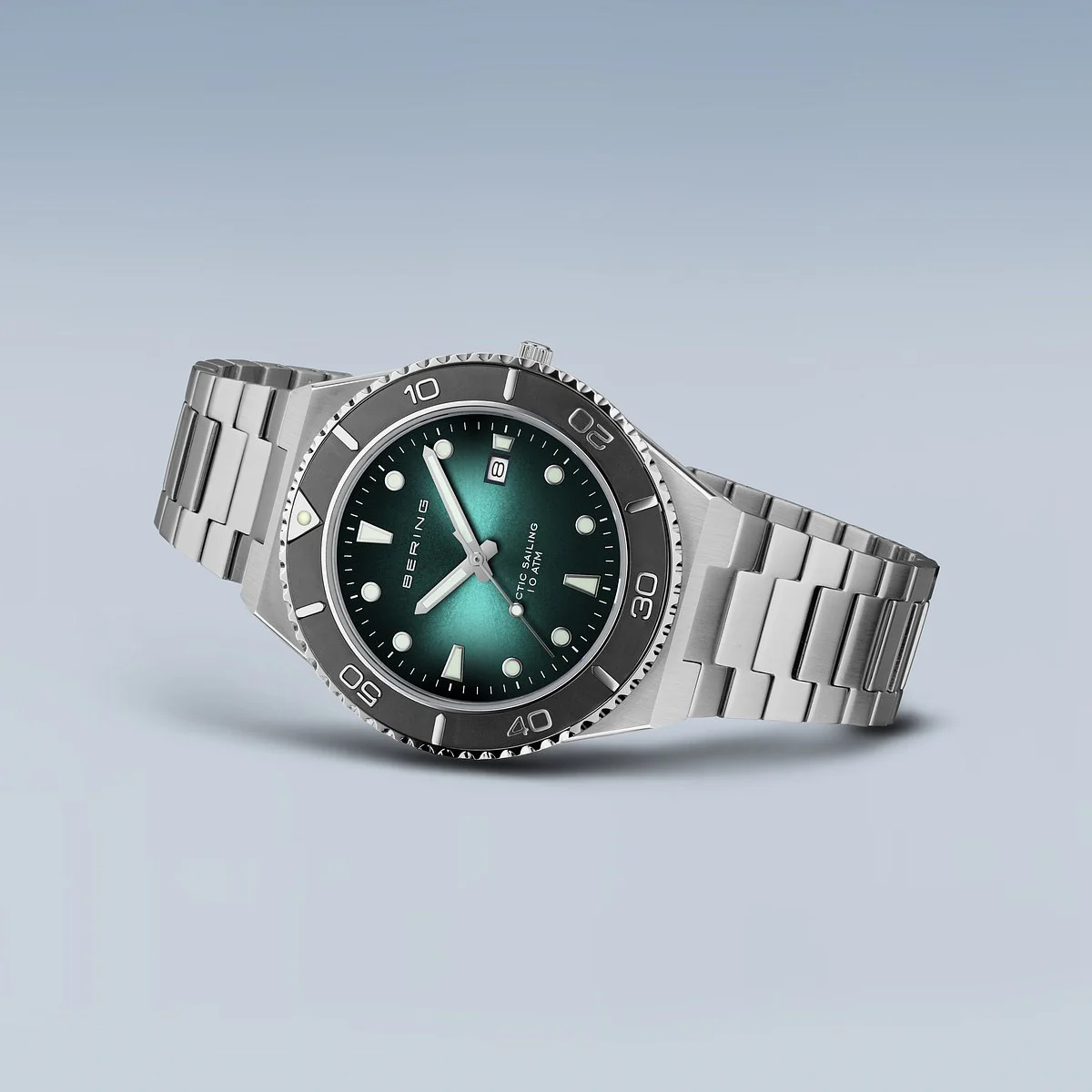 BERING - Classic Herreur, poleret/børstet sølv, grøn - 18940-708 - Image 2