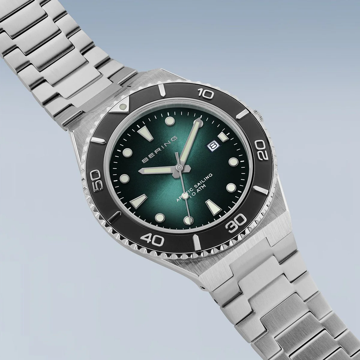 BERING - Classic Herreur, poleret/børstet sølv, grøn - 18940-708 - Image 4